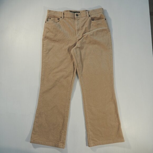 Lauren Jeans Company Pants Womens 12 Tan Corduroy Wide Leg Preppy Cottage Retro - Picture 11 of 11